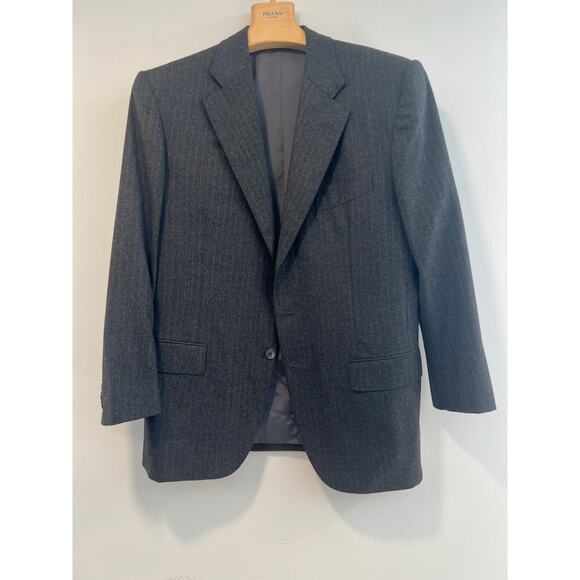 Loro Piana Wool Cashmere 2 Piece Suit Charcoal Bronze Pinstripes Size 44 JL - Picture 2 of 15